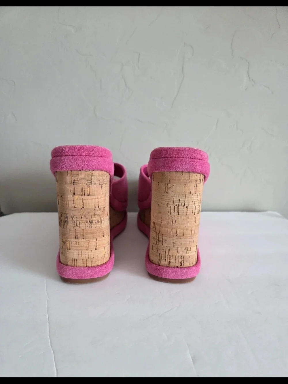 Liliana Pink Madeline Cork Wedge Platform Mules 8